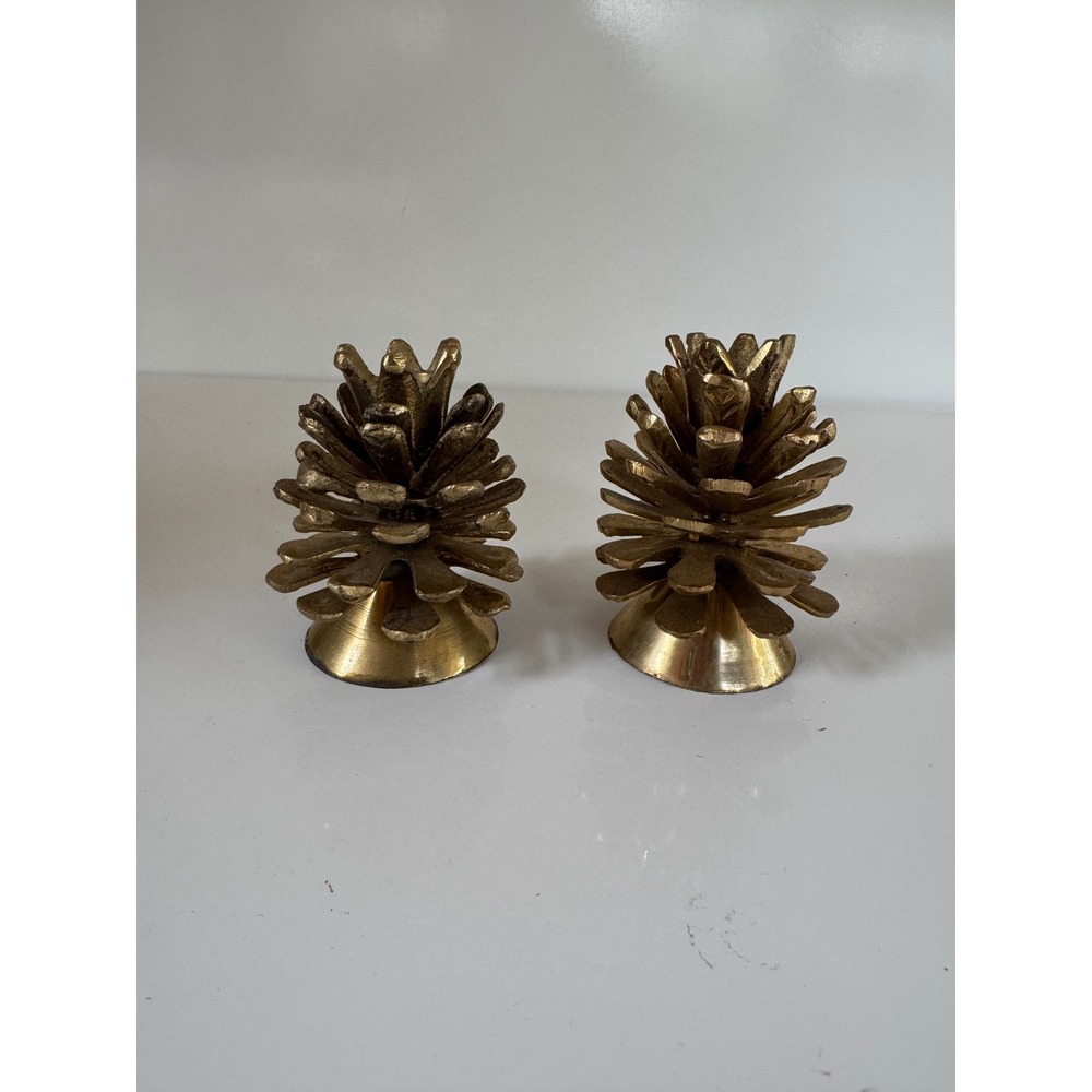 Vintage Brass Pinecone Candlestick Holders Pair Taper Candle Stand India